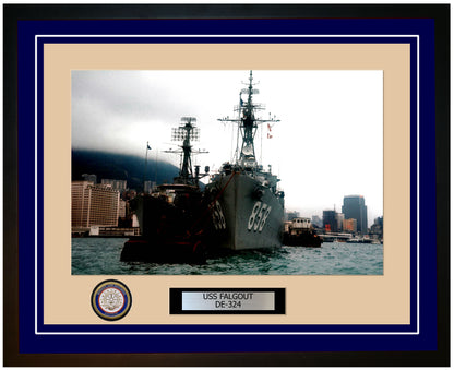 USS Falgout DE-324 Framed Navy Ship Photo Blue