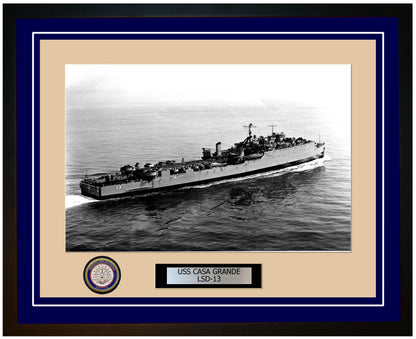 USS Casa Grande LSD-13 Framed Navy Ship Photo Blue
