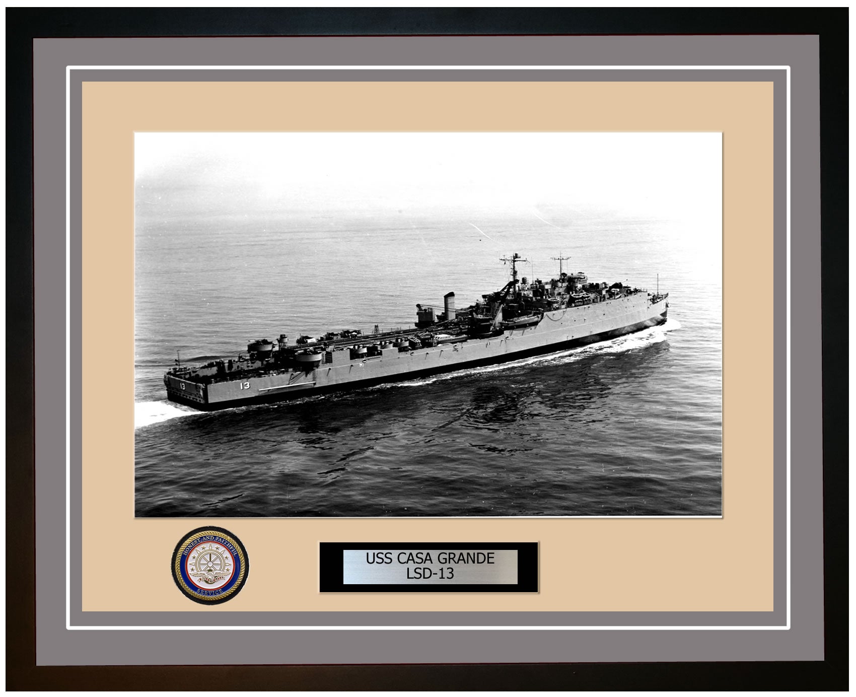 USS Casa Grande LSD-13 Framed Navy Ship Photo Grey