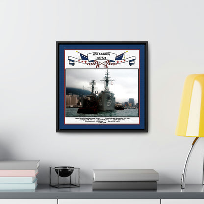 USS Falgout DE-324 Navy Floating Frame Photo Desk View