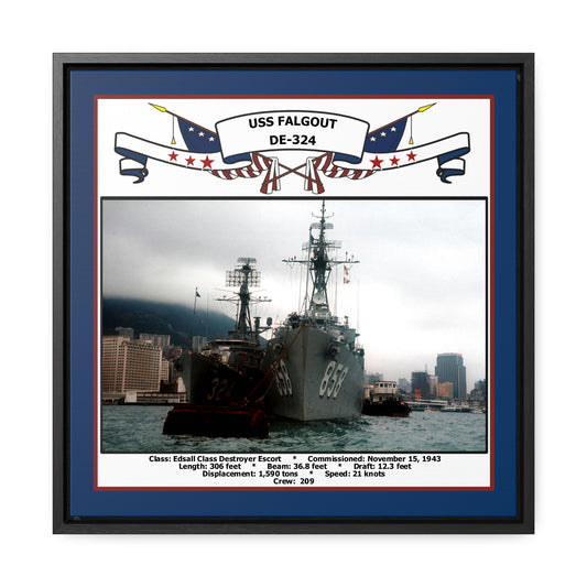 USS Falgout DE-324 Navy Floating Frame Photo Front View