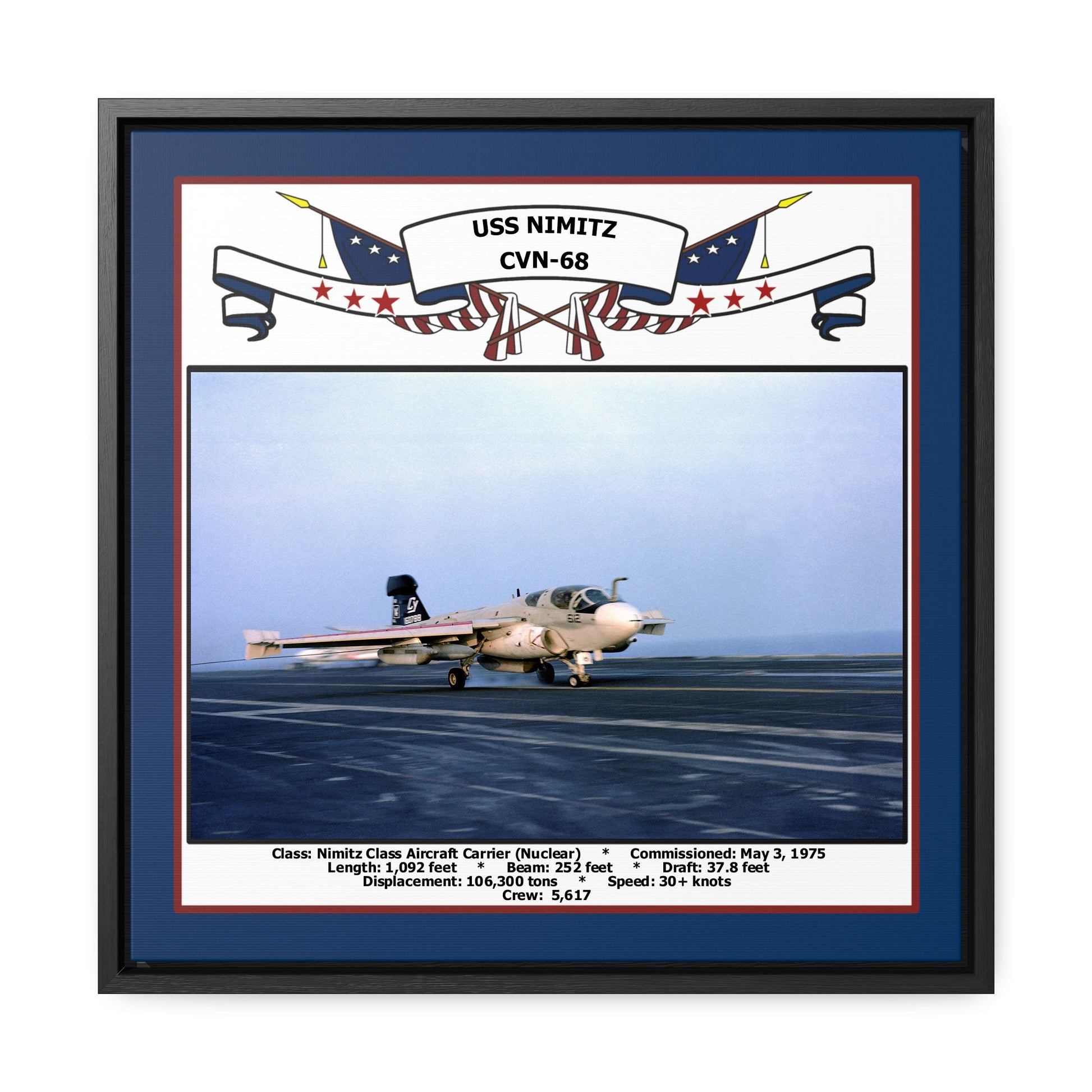 USS Nimitz CVN-68 Navy Floating Frame Photo Front View
