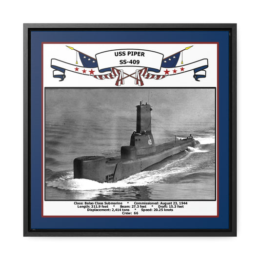 USS Piper SS-409 Navy Floating Frame Photo Front View