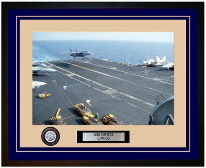 USS NIMITZ CVN-68 Framed Navy Ship Photo Blue