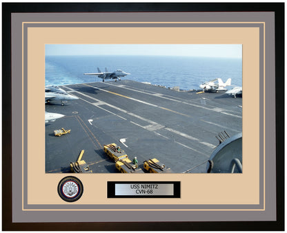 USS NIMITZ CVN-68 Framed Navy Ship Photo Grey