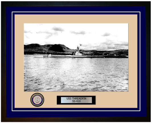 USS Threadfin SS-410 Framed Navy Ship Photo Blue