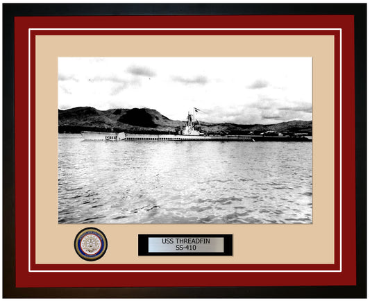 USS Threadfin SS-410 Framed Navy Ship Photo Burgundy