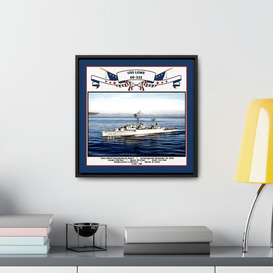 USS Lowe DE-325 Navy Floating Frame Photo Desk View