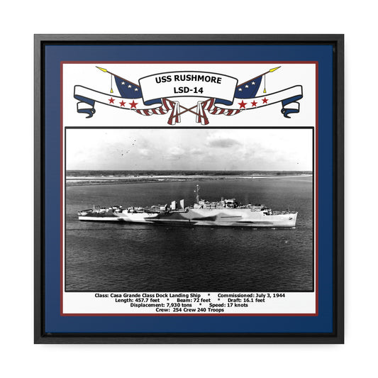 USS Rushmore LSD-14 Navy Floating Frame Photo Front View