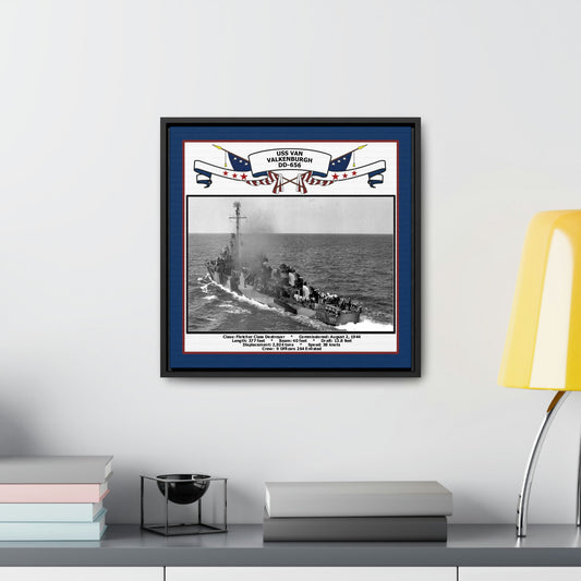 USS Van Valkenburgh DD-656 Navy Floating Frame Photo Desk View