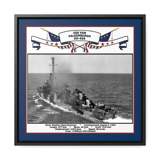 USS Van Valkenburgh DD-656 Navy Floating Frame Photo Front View