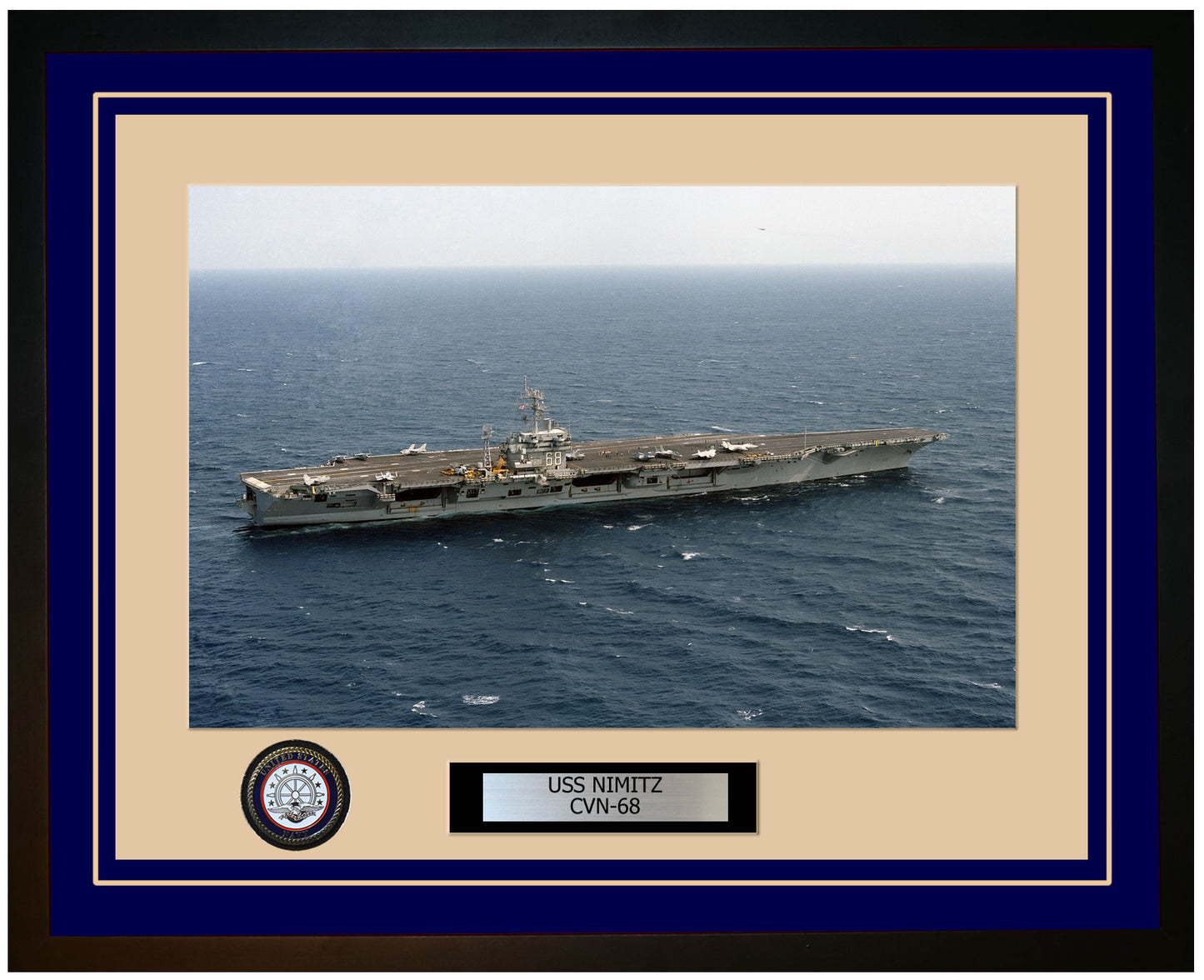 USS NIMITZ CVN-68 Framed Navy Ship Photo Blue