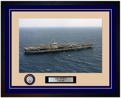 USS NIMITZ CVN-68 Framed Navy Ship Photo Blue