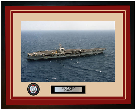 USS NIMITZ CVN-68 Framed Navy Ship Photo Burgundy