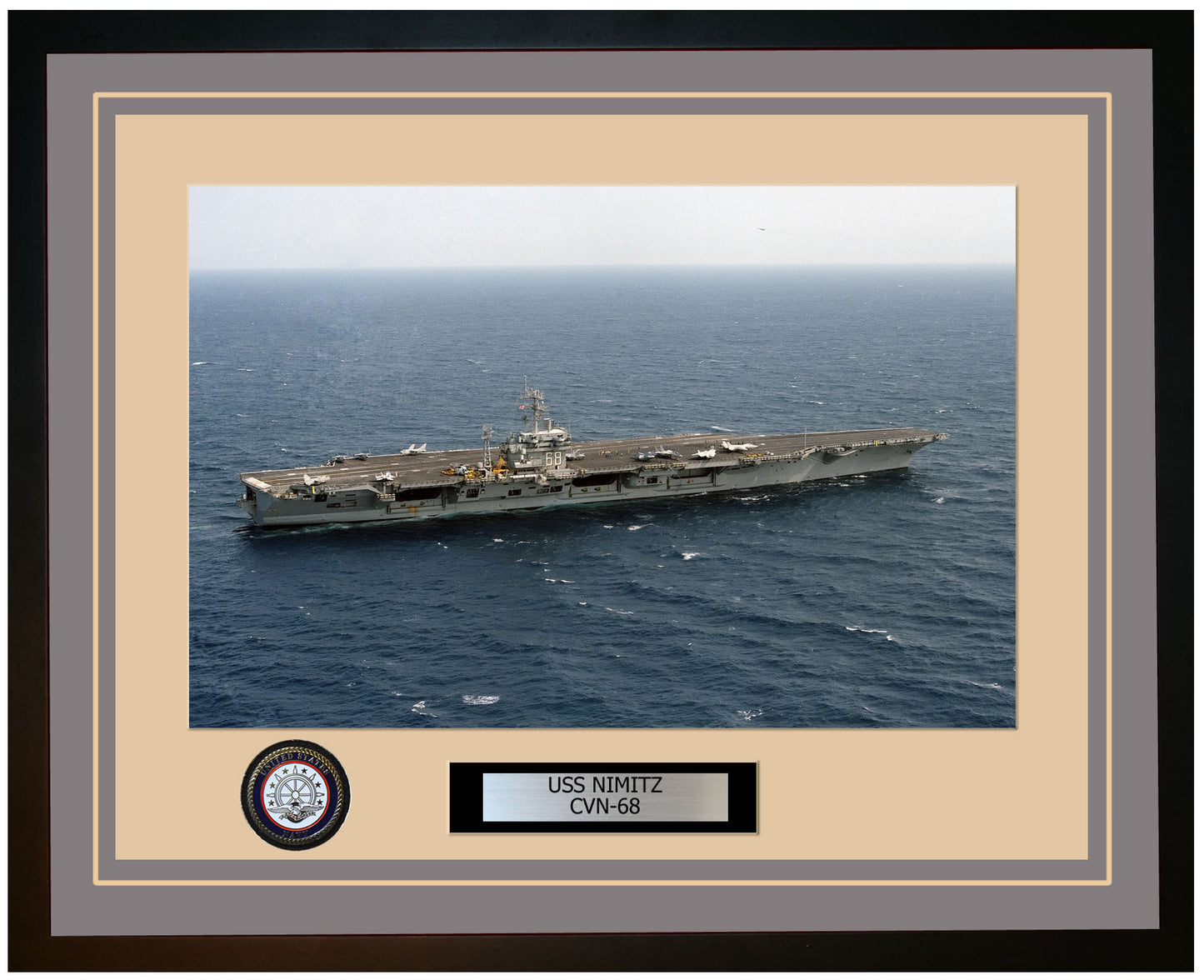 USS NIMITZ CVN-68 Framed Navy Ship Photo Grey