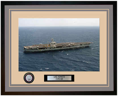 USS NIMITZ CVN-68 Framed Navy Ship Photo Grey