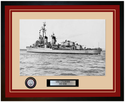 USS COLAHAN DD-658 Framed Navy Ship Photo Burgundy