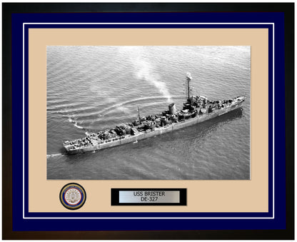 USS Brister DE-327 Framed Navy Ship Photo Blue