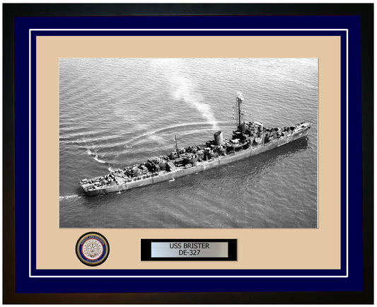 USS Brister DE-327 Framed Navy Ship Photo Blue