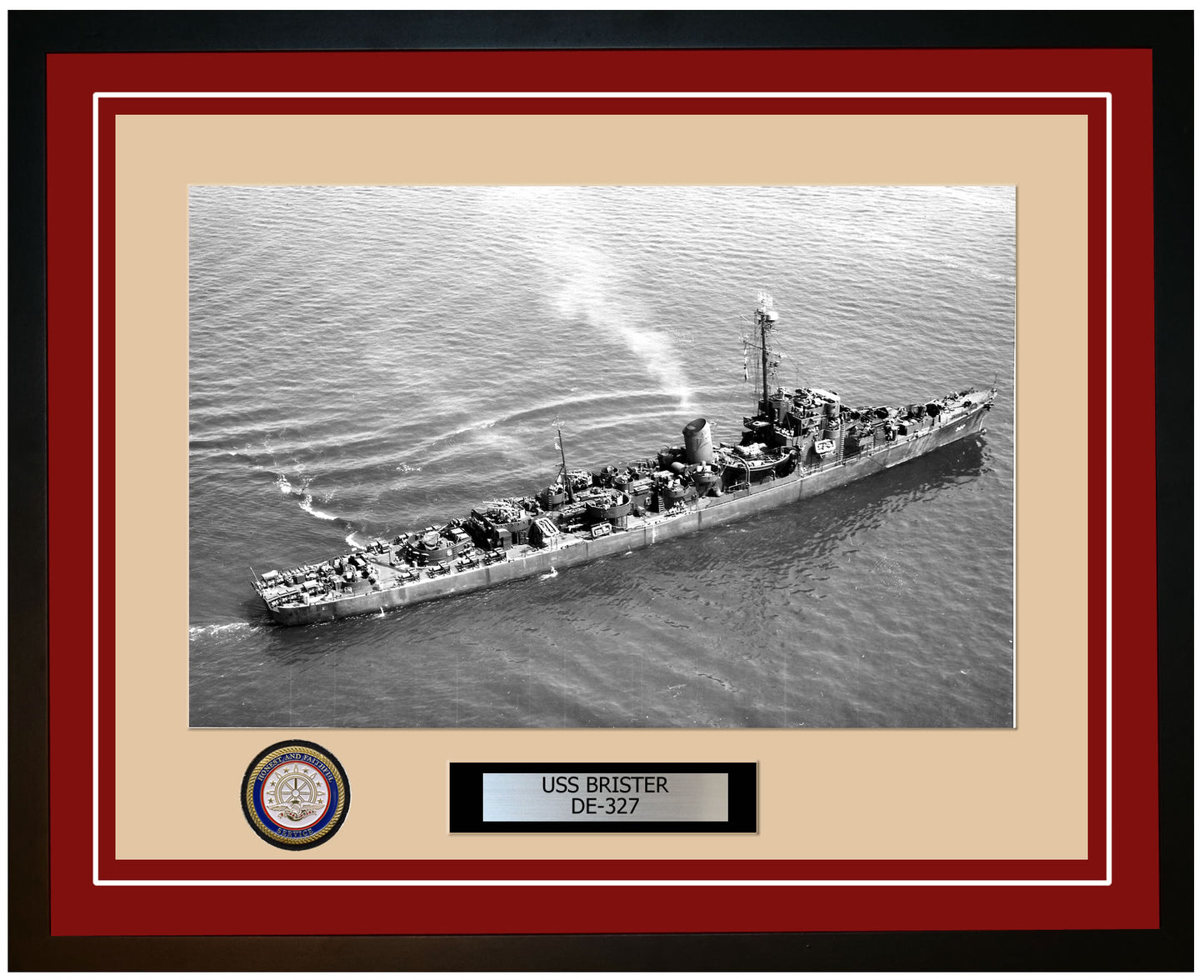 USS Brister DE-327 Framed Navy Ship Photo Burgundy