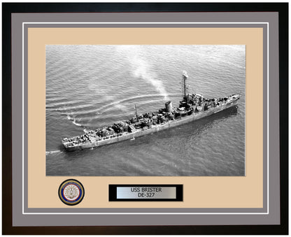 USS Brister DE-327 Framed Navy Ship Photo Grey
