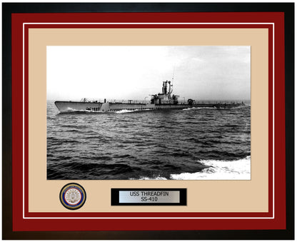 USS Threadfin SS-410 Framed Navy Ship Photo Burgundy