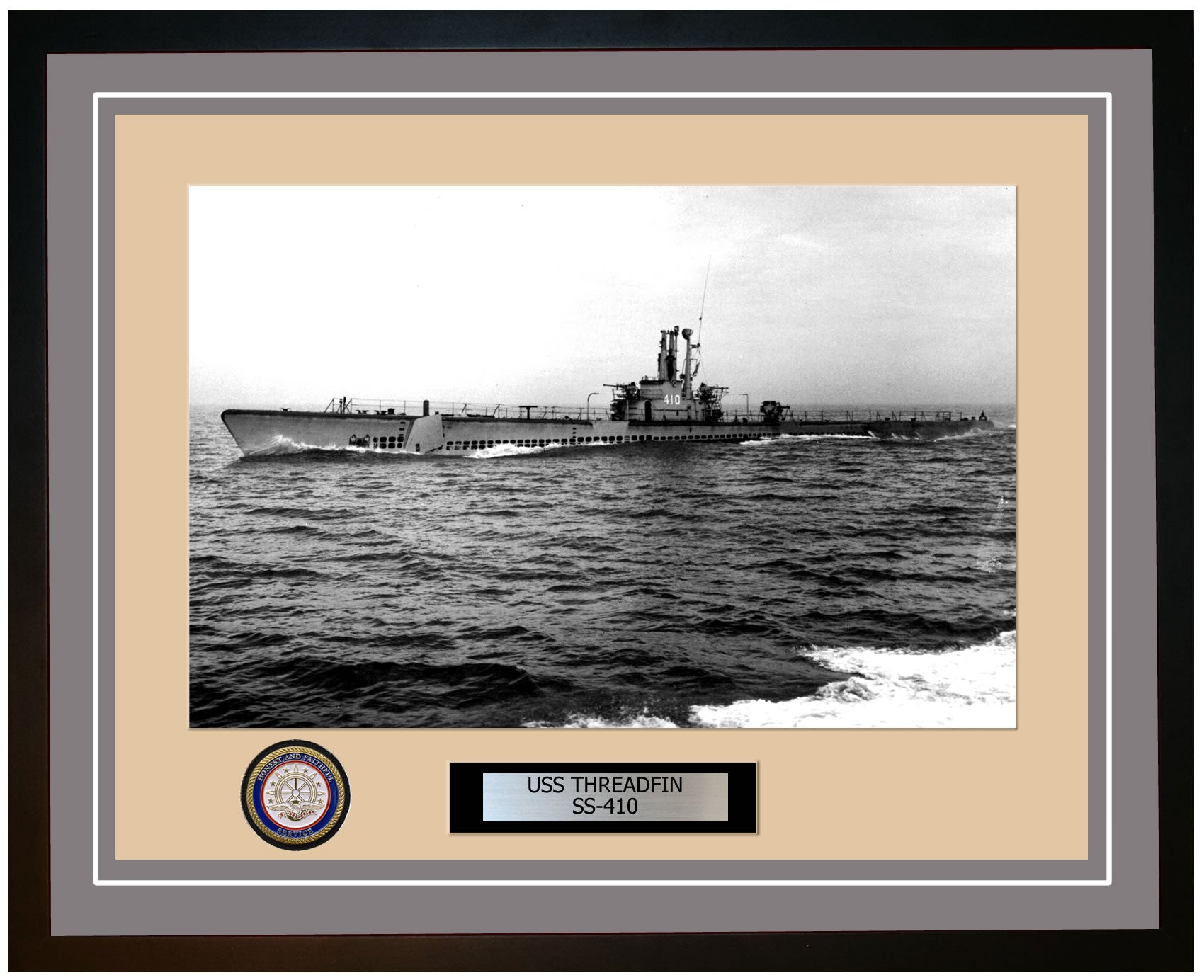 USS Threadfin SS-410 Framed Navy Ship Photo Grey