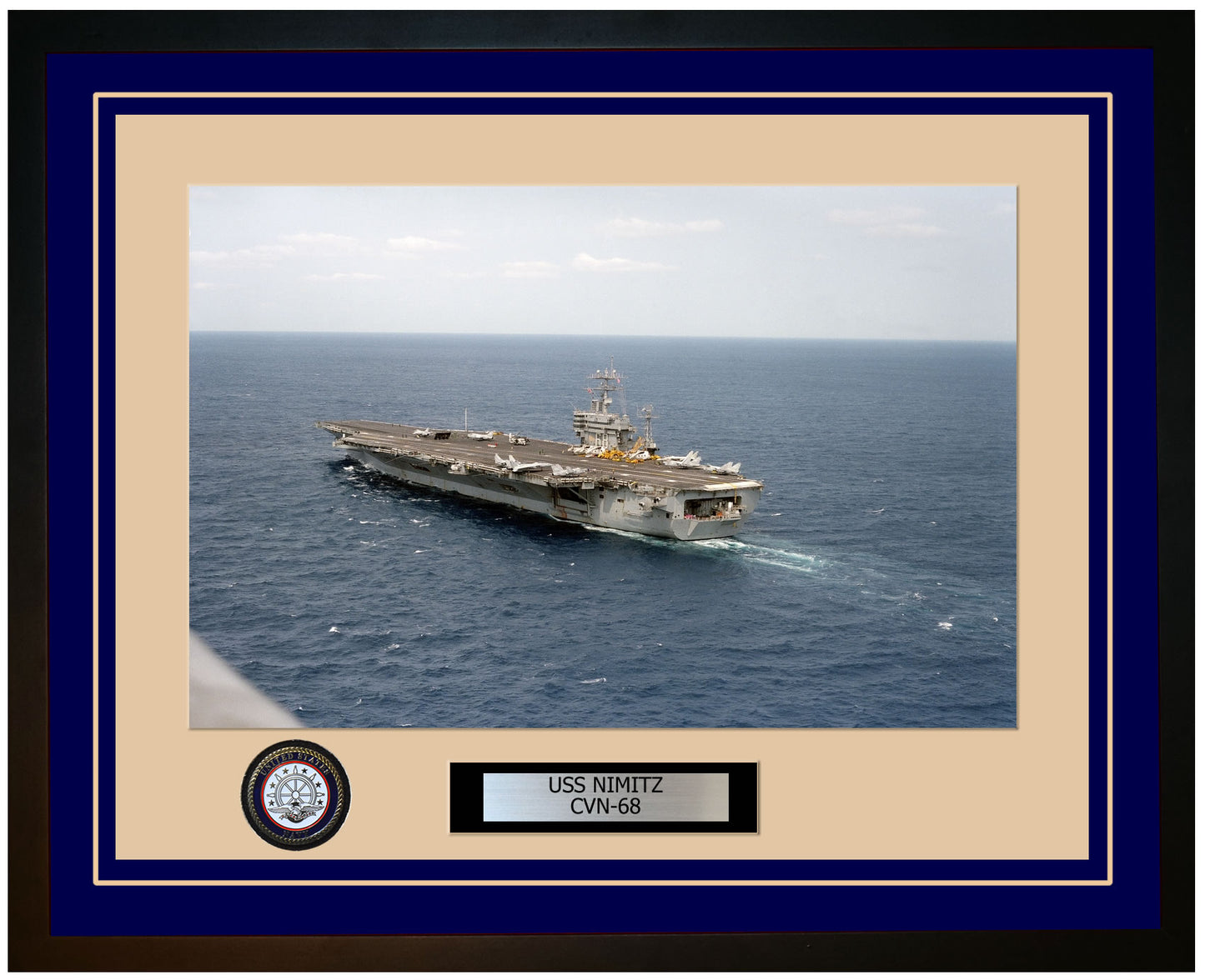 USS NIMITZ CVN-68 Framed Navy Ship Photo Blue