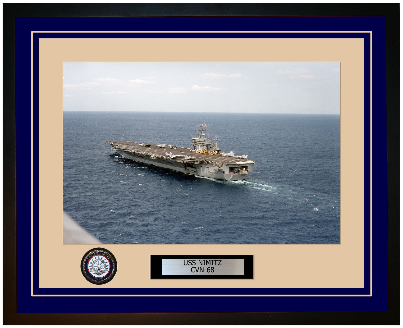 USS NIMITZ CVN-68 Framed Navy Ship Photo Blue