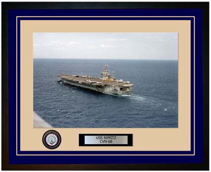 USS NIMITZ CVN-68 Framed Navy Ship Photo Blue