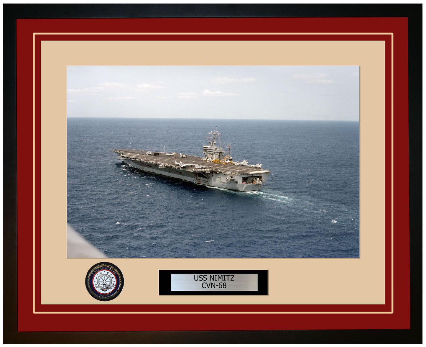 USS NIMITZ CVN-68 Framed Navy Ship Photo Burgundy
