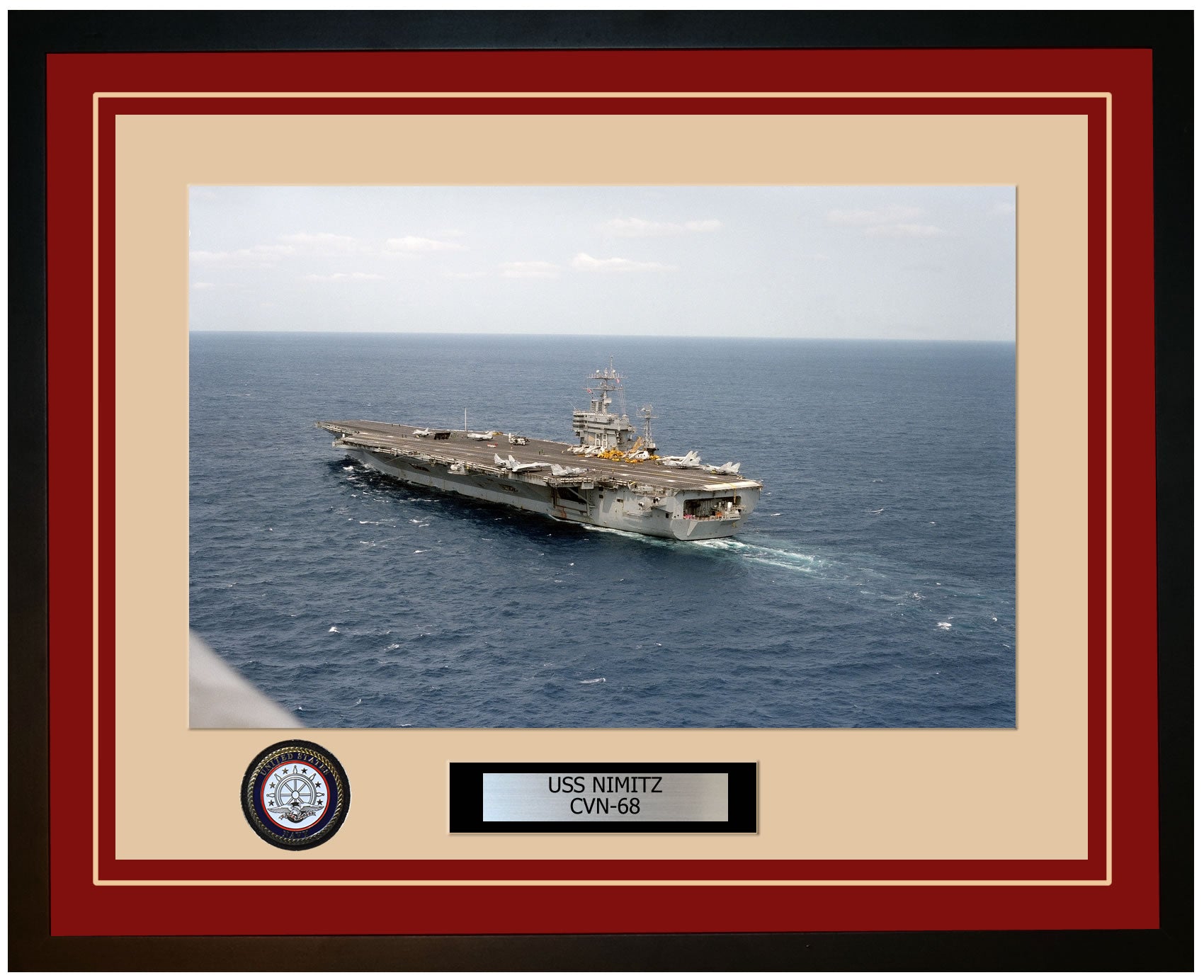 USS NIMITZ CVN-68 Framed Navy Ship Photo Burgundy