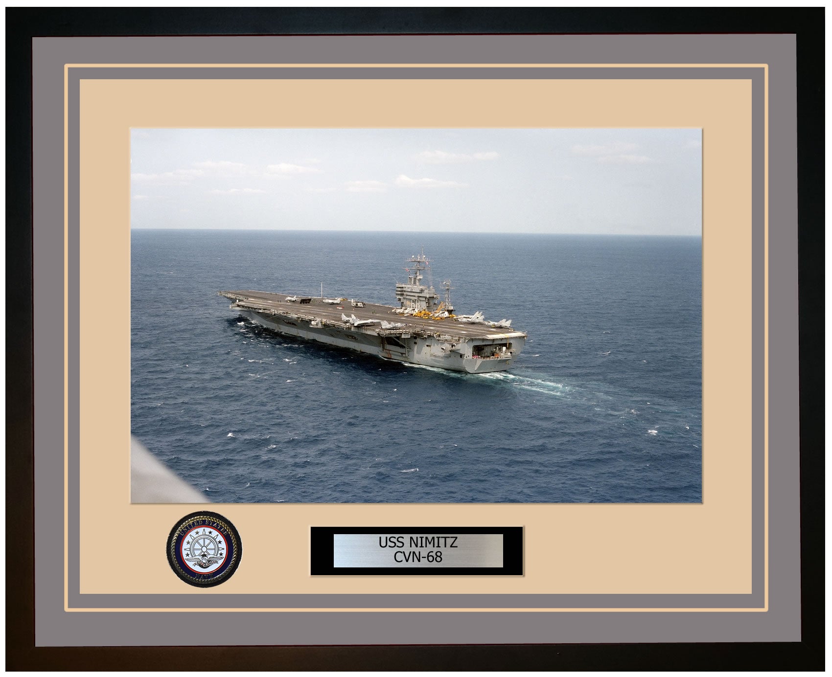 USS NIMITZ CVN-68 Framed Navy Ship Photo Grey
