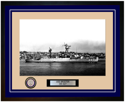 USS Brister DE-327 Framed Navy Ship Photo Blue