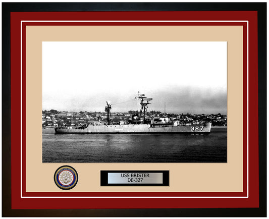 USS Brister DE-327 Framed Navy Ship Photo Burgundy