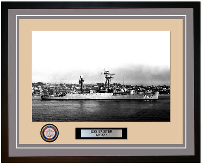 USS Brister DE-327 Framed Navy Ship Photo Grey