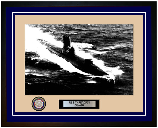 USS Threadfin SS-410 Framed Navy Ship Photo Blue