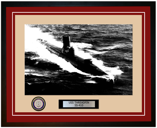 USS Threadfin SS-410 Framed Navy Ship Photo Burgundy