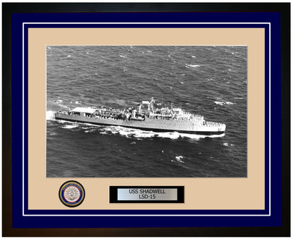 USS Shadwell LSD-15 Framed Navy Ship Photo Blue