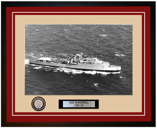 USS Shadwell LSD-15 Framed Navy Ship Photo Burgundy