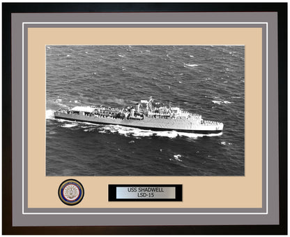 USS Shadwell LSD-15 Framed Navy Ship Photo Grey