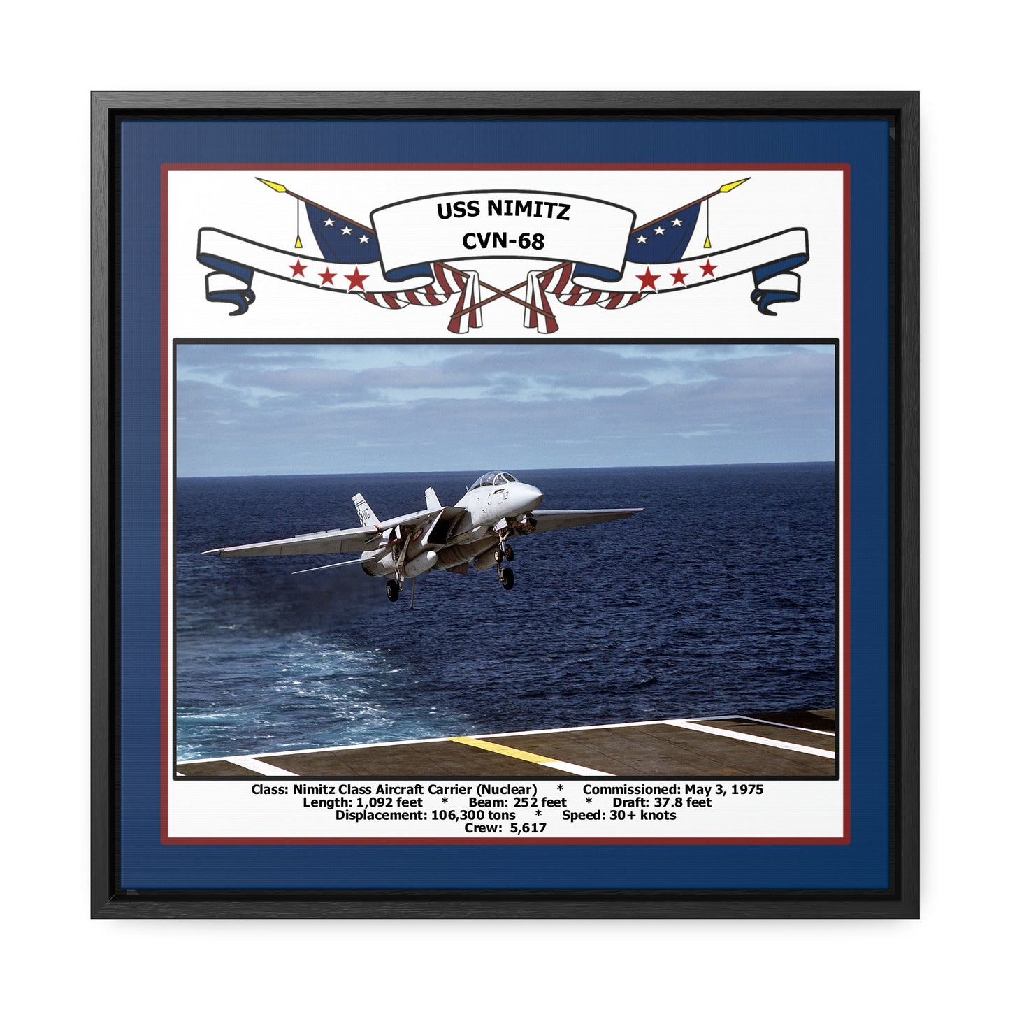 USS Nimitz CVN-68 Navy Floating Frame Photo Front View