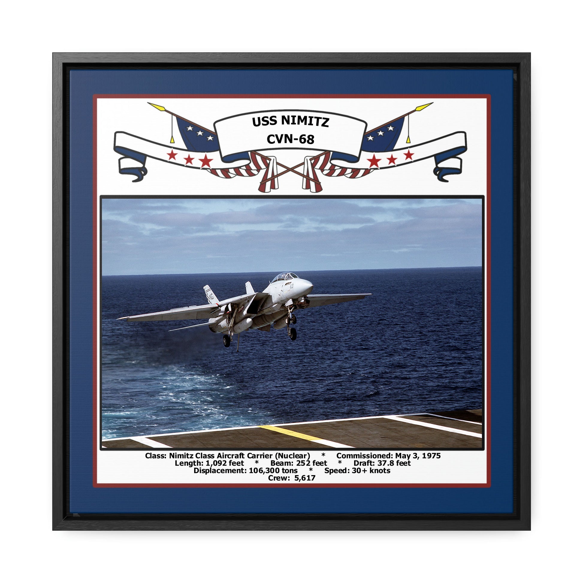 USS Nimitz CVN-68 Navy Floating Frame Photo Front View