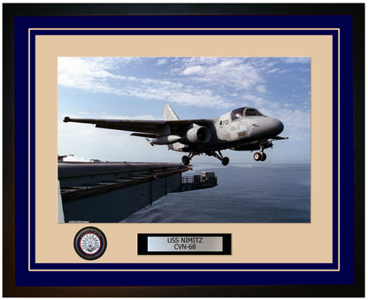 USS NIMITZ CVN-68 Framed Navy Ship Photo Blue