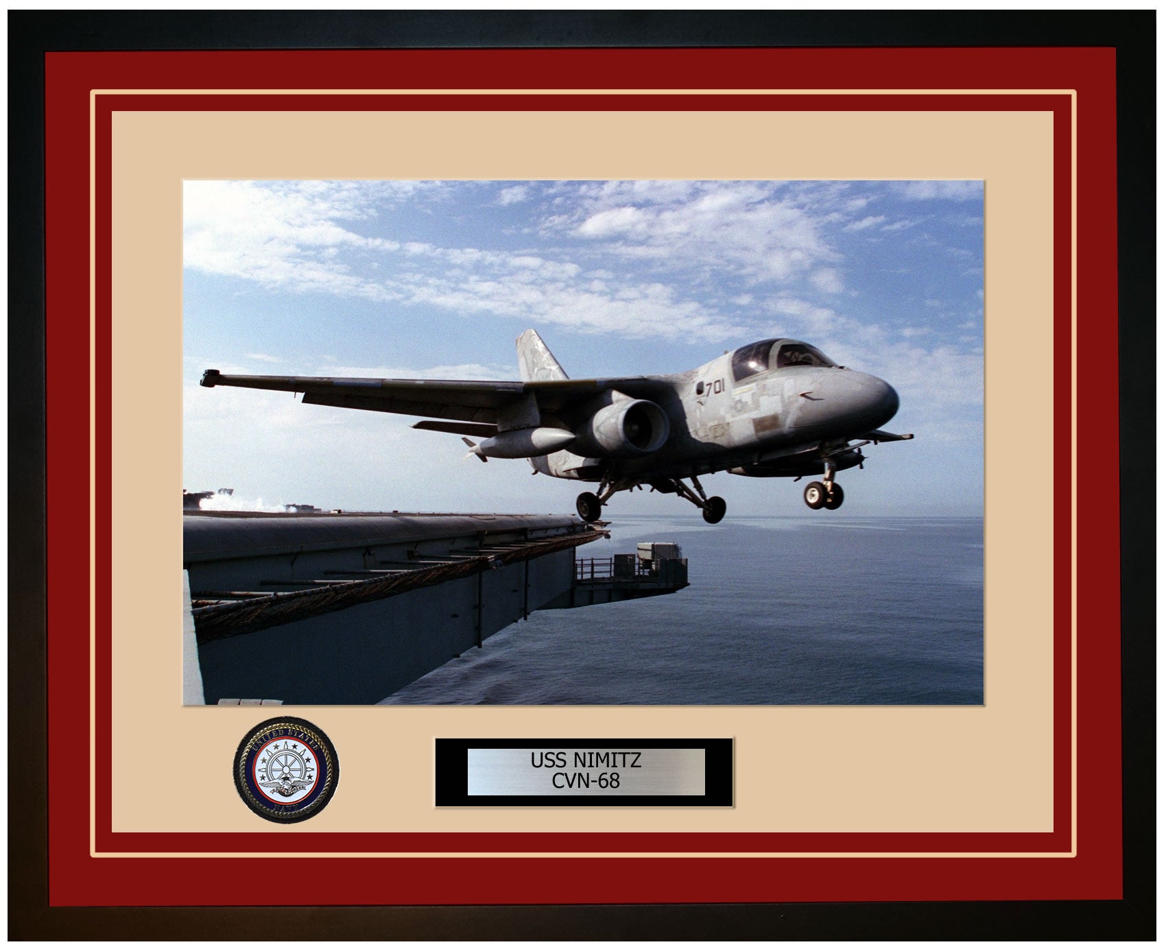 USS NIMITZ CVN-68 Framed Navy Ship Photo Burgundy