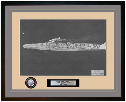 USS BULLARD DD-660 Framed Navy Ship Photo Grey