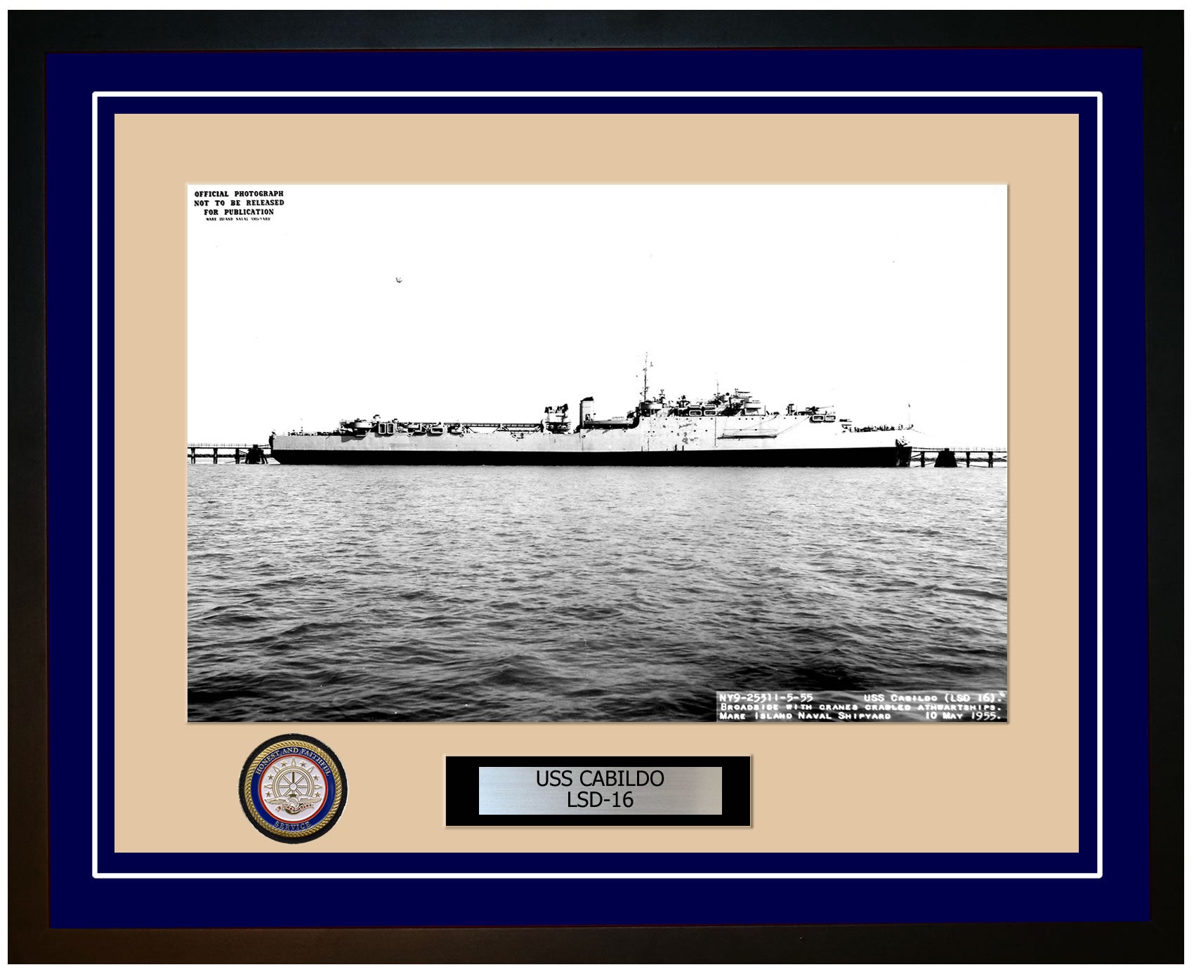 USS Cabildo LSD-16 Framed Navy Ship Photo Blue