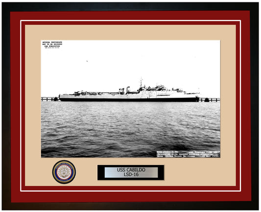 USS Cabildo LSD-16 Framed Navy Ship Photo Burgundy