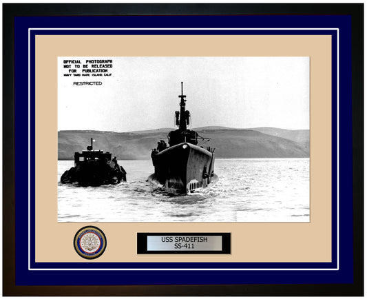 USS Spadefish SS-411 Framed Navy Ship Photo Blue