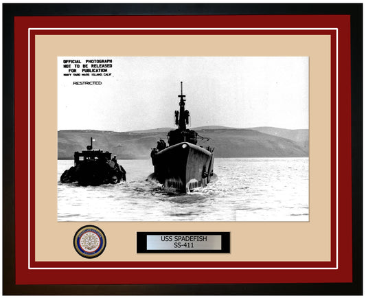 USS Spadefish SS-411 Framed Navy Ship Photo Burgundy